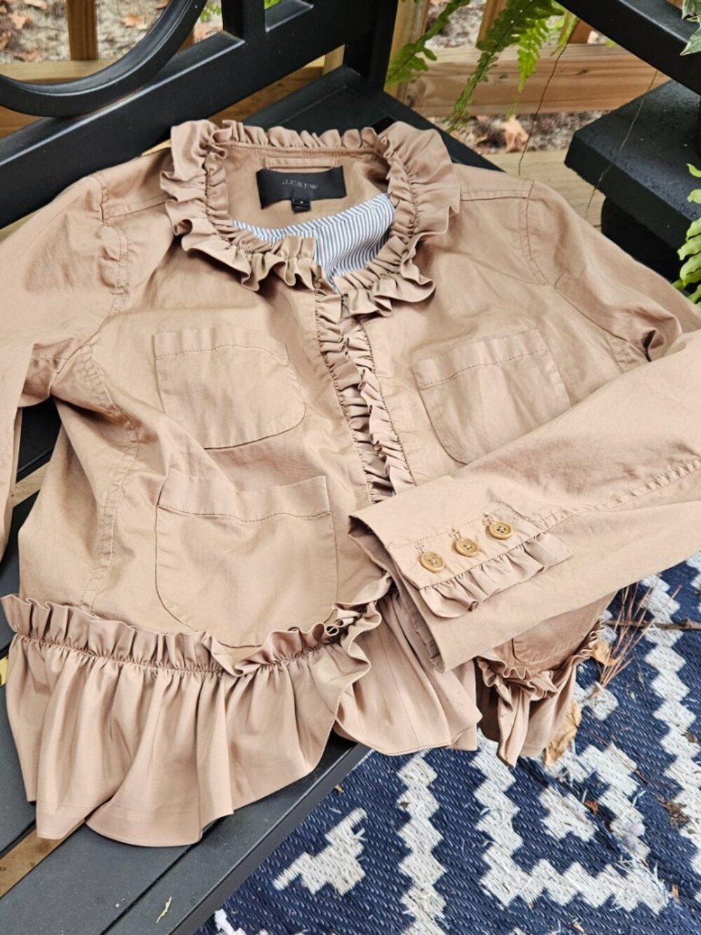 J Crew Ruffle Chino jacket Size 6 - Picture 5 of 7